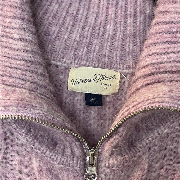 Universal Thread Soft Cable-Knit Zip Cardigan - Light Mauve - Picture 2 of 5